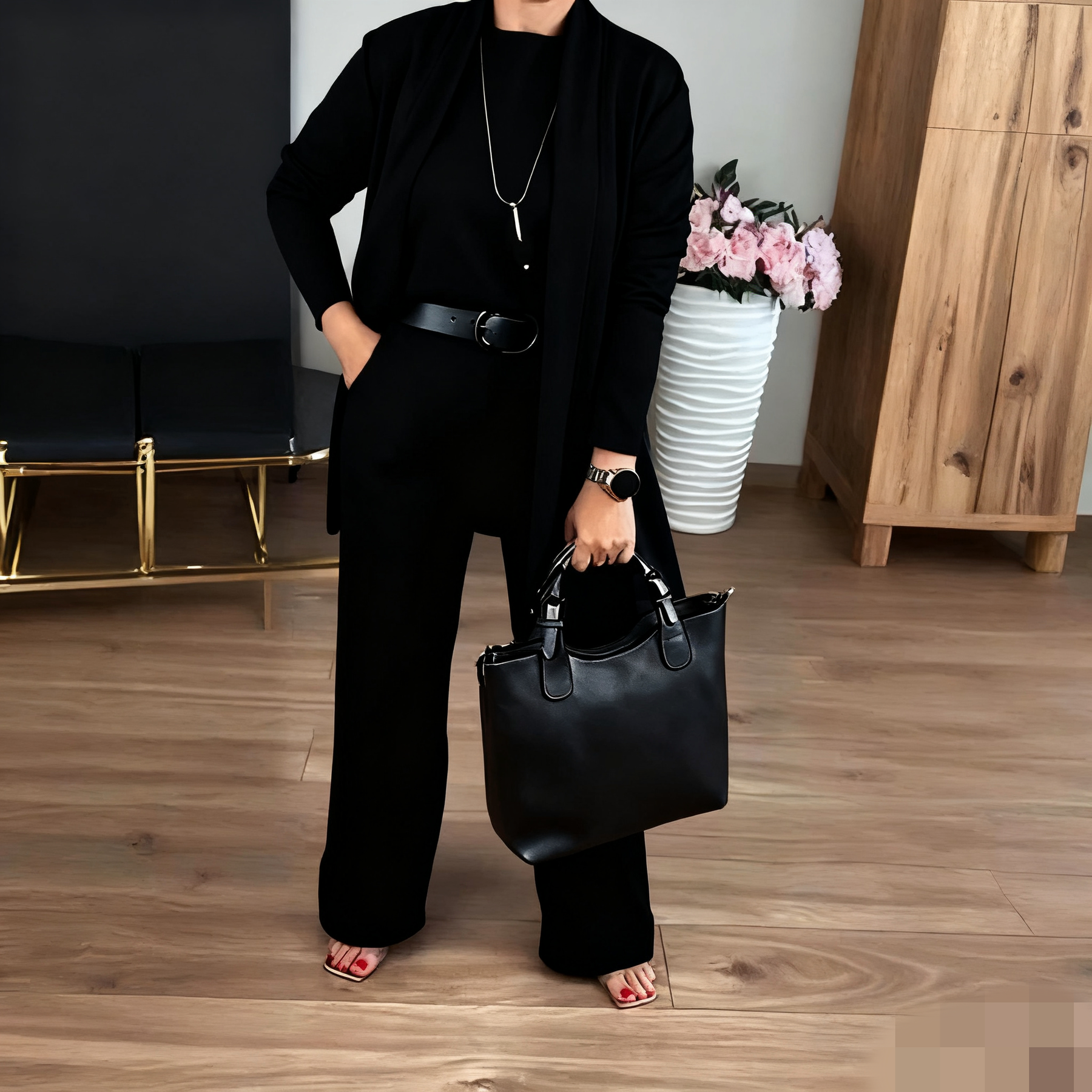 Alice | Elegant tredelad set med lång kofta